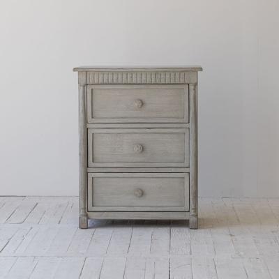 China Adjustable French Provincial Vintage Style Bedroom White Blue Tone (Other) Bedside Cabinet Recycled Pine Wood Nightstand With 3 Drawers for sale