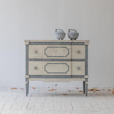 China (Other) Adjustable Recycled French Vintage Hand Painted White Pine Bedside Chest Of Drawers With Decorative Handles for sale