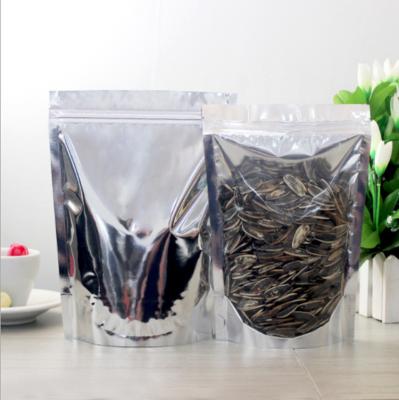 China Clear Moisture Proof Stand Up Front Ziplock Plastic Bag Packaging Glossy Aluminum Foil Pouch Transparent Doy Package for sale