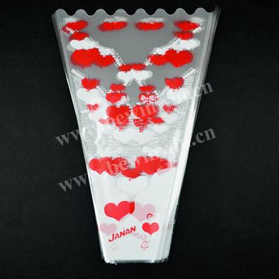 China Global Package Wholesale Single Pink Cello Cone Shaped Bags Flower Sleeve Bag for sale