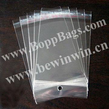 China 9x17cm recyclable 950 pieces poly /pack opp plastic bags with holes with clear header and self adhesive seal for sale