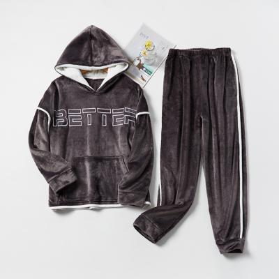 China New Stain Thermal Flannel Autumn Winter Loose Casual Men and Women's Lovers Thick Warm Can Use Pajamas Set for sale