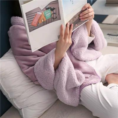 China 2021 new ladies woven fabric multifunctional fabric shawl anti-static blanket padded lambskin cashmere flannel fabric for sale