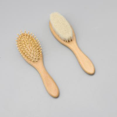 China 100% Natural Waterproof Baby Wooden Kids Pocket Goat Hair Brush Bamboo Goat Hair Brush Custom Natural Small Play Brush for sale