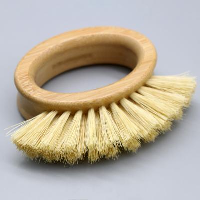 China Sustainable Hot Sale Customized Logo Refill Brush Head Kitchen Cleaner Natural Sisal Fiber Beech Wood Dish Brush Palm Bowl Brushes for sale