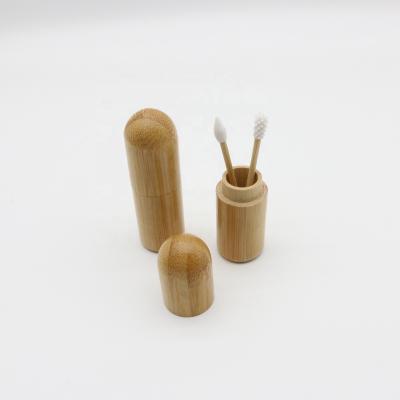 China Bathroom Plant Drectly Portable Double Headed Reusable Bamboo Ear Stick In Bamboo Box Silicone Bamboo Cotton Swabs for sale