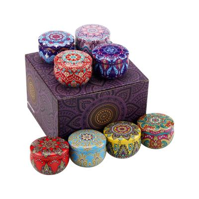 China Aromatherapy scented soy candle scented candles with wooden wick 8 pack scented tin candles for sale