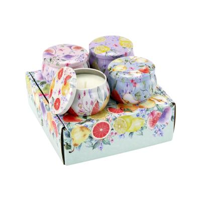 China Birthdays No Logo No Label Customizable Candles Jar Flower Theme Gift Pack Soy Wax Fig Lemon Scented Candles for sale