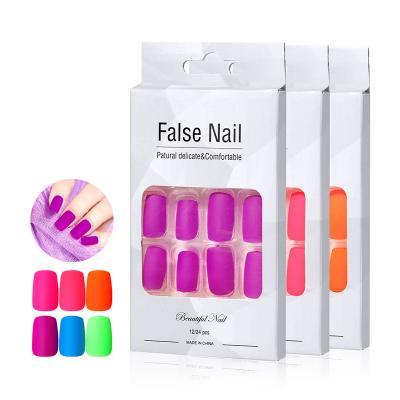 China 24pcs Square Shape High Quality Full Cover Acrylic Matte Nail Art ROSALIND Press On False Nails Set Girls Matte Artificial Fake Nails for sale