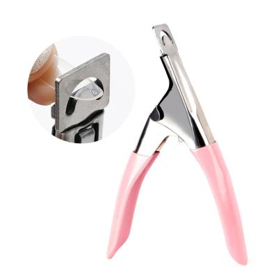 China Professional Metal Finger Nail Art Manicure Tools Stainless Steel False Nail Tip Cutter U Edge Shape Professional Nail Cutter For Wholesale for sale