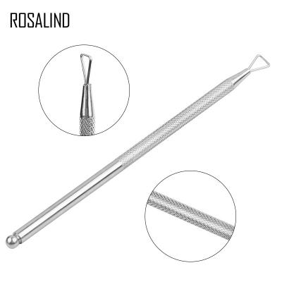 China Beauty Care ROSALIND Nail Art Supplies Triangle Chef Manicure Tools Clear Gel Polish Silver Cuticle Pusher For Wholesale for sale