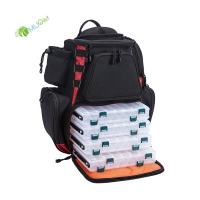 China UNIVERSAL Custom Backpack YumuQ Logo Outdoor Waterproof Fishing Tackle Bags with 4pcs Tackle Storage Box for sale