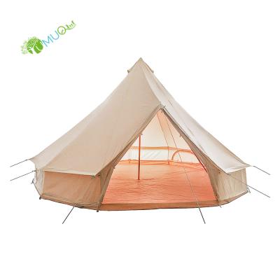 China Straight Tie Type YumuQ 5M Luxury Glamping Bell Tent, 100% Cotton Canvas Breathable Bell Tent for Outdoor Hotel, Camping for sale