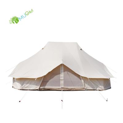 China Diagonal Tie Type YumuQ 4M Deluxe Emperor Canvas Bell Tent, Waterproof Glamping Camping Tent for Outdoor Travel Hotel for sale