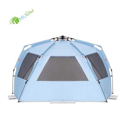 China Diagonal Tether Type Easy Set Up YumuQ Beach Tent, Portable UPF 50+ Protection Sun Shade Canopy With, Extended Floor For Outdoor Picnic Backyard for sale