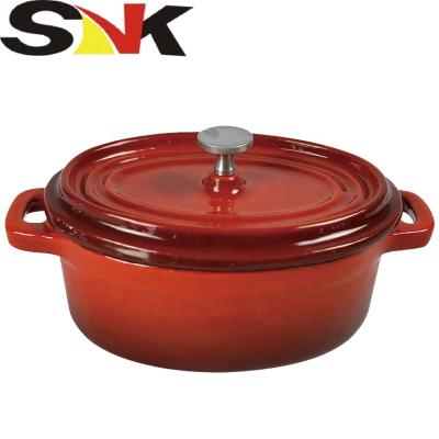 China Sustainable Good Quality Cast Iron Soup Pot Shaped Soup Pot Oval Coating Safety Material for sale