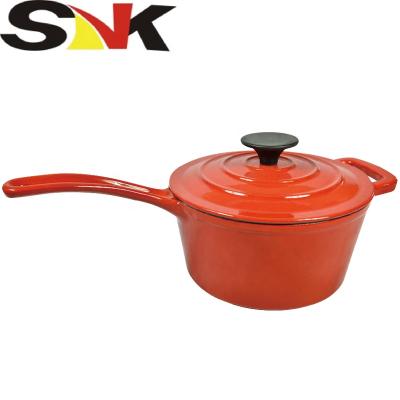 China Sustainable Hot Selling High Quality Small Size Ceramic Soup Pot With Cast Iron Lid And Long Hand for sale