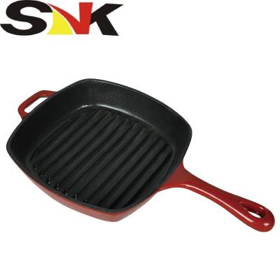 China Cast Iron Square Shape Traditional High Quality Double Handle Vegetable Oil Non Stick Frying Pan Pan for sale