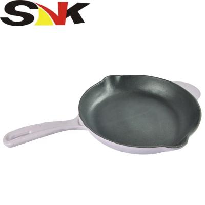 China Durable Cast Iron Enamel Skillets Enamel Frying Pan Frying Pan With Double Handle for sale