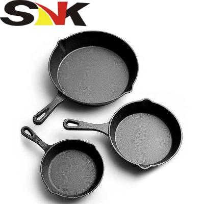 China Sustainable High Quality Cast Iron Frying Pan Cookware With Handle Round Shape for sale