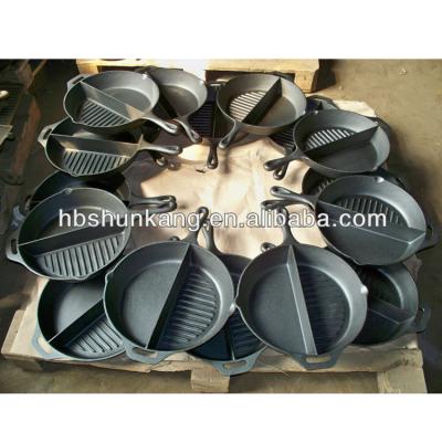 China Easily cleaned cast iron cookware half griddle and half grill barbecue for sale