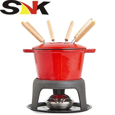 China Sustainable Hot Sale Melt Enameled Fondue Set With High Quality Forks for sale