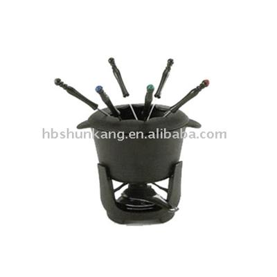 China Multifunctional cast iron fondue set for sale