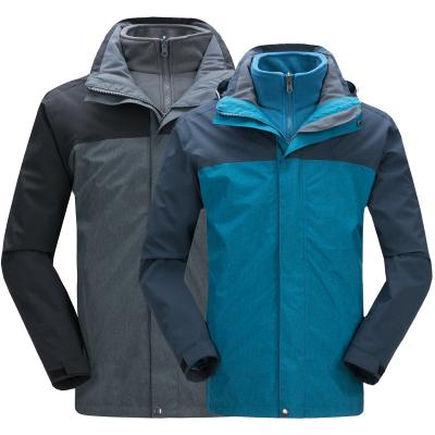 China OEM Breathable Mens Full Hooded Zipper Increasing Moutain 3 In 1 Waterproof Jacket With Removable Double Fleece Outer Jacket for sale