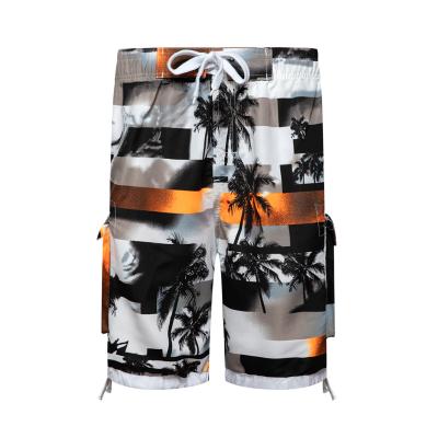 China Men's Summer Waist Gym Swim Beach Panel Cargo Shorts Pants QUICK DRY Knee Print Full Length Elastic for sale