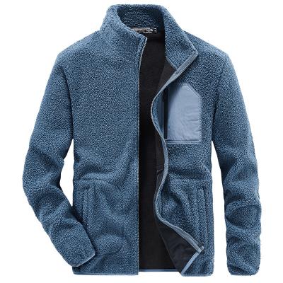 China Custom Made Windproof Men Oversize Outerwear Winter Overcoat Super Soft Solid Color Warm Zipper Teddy Velvet Outdoor Fleece Jacket Full for sale