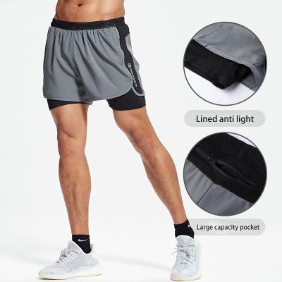 China Breathable Running Shorts Men 2 In 1 Built-in Gym Fitness Jogger Shorts Casual Men's Workout Gym Pocket Wholesale Quick Dry for sale