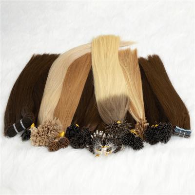 China Remy Fan /V/ U Tip Straight Russian Pre Bonded Hair Raw Drawn Double Drawn Flat Hair Extensions Raw Drawn Double Ended Hair Extensions for sale