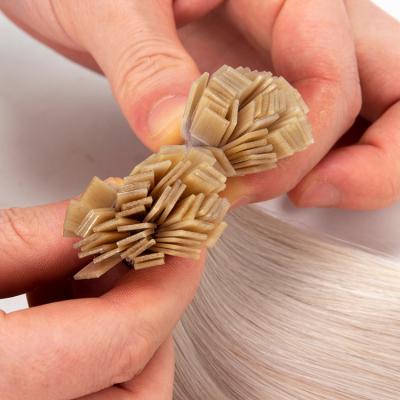 China Wholesale Silky Straight Virgin Russian Virgin Hair Double Drawn Ash Blonde Flat Tip Wave Hair Extensions for sale