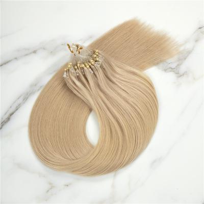 China 100% Micro Ring Extension Invisible Wire Silky Straight Tick End Micro Loop Hair Virgin Wave Silky Straight Hair Extension for sale