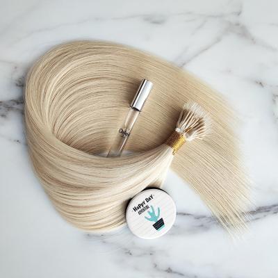 China Luxurious Russian Virgin Hair 100%virgin hair extension soft grade 12A elastic stick tape double tip for sale