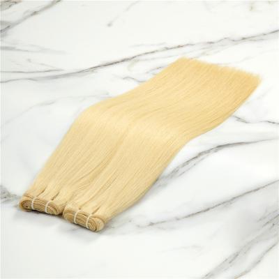 China #613 Cheap Raw Russian Blonde Silky Straight Wave Human Hair Extensions Weft Bundles for sale