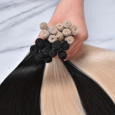 China Silky Straight Virgin Factory Price Top Quality Russian Wave Hand Tied Hair Weft Extension for sale