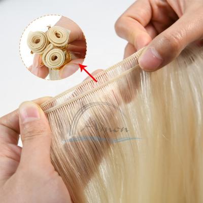 China thin & New Amon Light Hair Weft Most Popular Genius Design Invisible Weft Virgin Hair Extension Super Thin Thin Hand Tied Virgin Hair Weft for sale