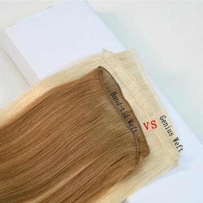 China thin & New Remy Cuticle Invisible Russian Hair Amon Genie Hair Wefts Lightweight Hair Extension Hand Tied Weft Extension for sale