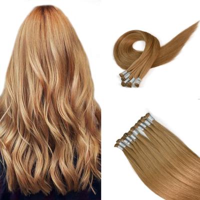 China 2022 Silky Straight Wave 100% Russian Virgin Russian Cuticle Aligned Thin Remy Human Hair Extension Seamless Hand Tied Hair Weft for sale