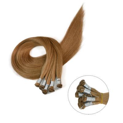 China Factory Customized Color Size Length High Quality Silky Straight Wave Hand Tied Remy Seamless Hair Weft Extensions for sale