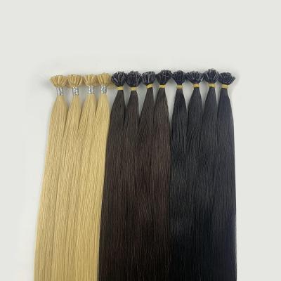 China Wholesale U Glue Remy Russian Italy Keratin Prebonded Virgin Silky Straight Wave Pulled Nail Double Tip Hair Extensions For Beauty Show for sale