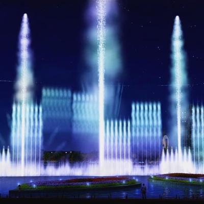 China Multimedia floating shooting fountain for sale