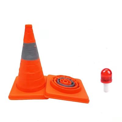 China Hot Wholesale Road Safety XINJIAN Roadway Traffic Sign Folding Road Cone Cone With PVC Lightweight Traffic Reflective Cone for sale