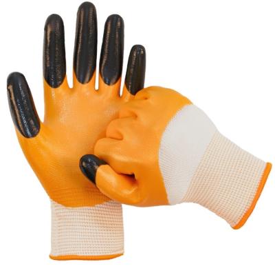 China XINJIAN Industrial Construction Machine Auto Nitrile Coated Oil Resistance Safety Nitrile Reinforced Smooth Finger Operating Gloves for sale