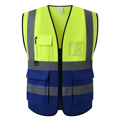 China Wholesale custom XINJIAN pocket logo construction vest orange and blue safety pocket reflective vest for safety work clothing for sale