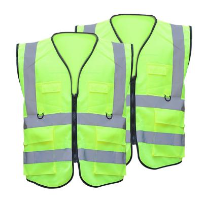 China Free Sample High Safety XINJIAN Visibility Reflective Vest With Four Pocket And Zipper High Visibility Working Clothes For Safety Workers for sale