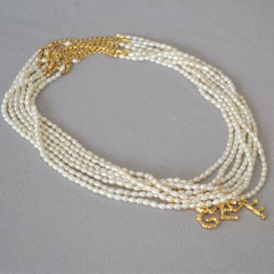 China Barbarian Jewelry Pearl Necklace Initial Necklace Real Freshwater Brass Lead Free Nickel Free for sale