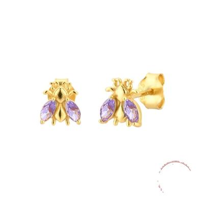 China Wholesale Jewelry 925 Sterling Silver Bee Earring Mini Earring Cute Lead Free Nickel Free Zirconia Earring for sale