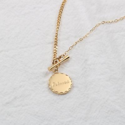 China Lead Free Nickel Free Barbaric Jewelry 18K Gold Plated Tasty Coin Toggle Necklace Loved Pendant Necklace for sale